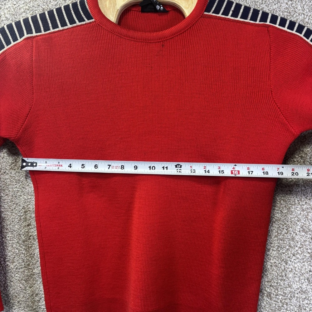 Demetre Sweater Mens Medium Red Wool Crewneck Knit Pullover Graphic Print - Picture 7 of 9